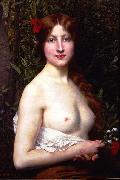 Jules Joseph Lefebvre Half Length Demi Nude oil